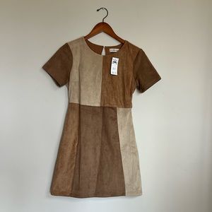 Patchwork vegan suede dress.